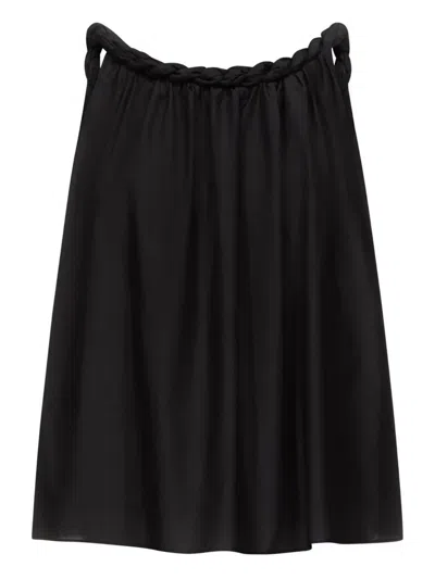 Loulou De Saison Garino Twisted-neck Gathered Top In Black