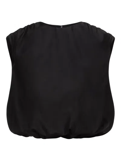Loulou De Saison Gathered-shoulders Blouse In Black