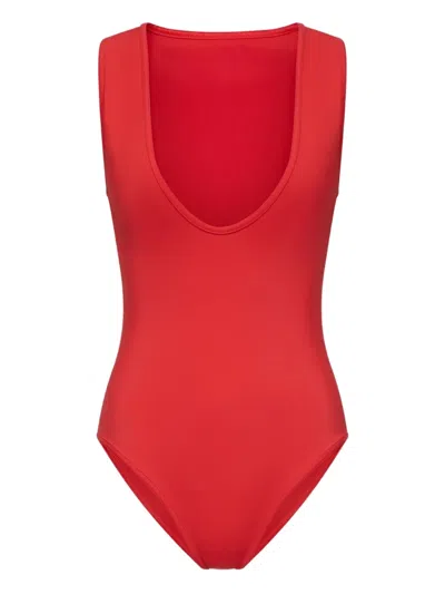 Loulou De Saison Gianna Scoop-neck Swimsuit In Red