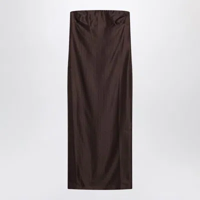 Loulou De Saison Giulia Pinstriped Sleeveless Maxi Dress In Brown