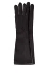 Loulou De Saison Dark Brown Leather And Calf Hair Edna Gloves In Black