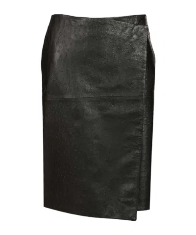Loulou De Saison Gora Leather Wrap Skirt In Black