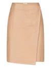 Loulou De Saison Gora Ostrich-effect Wrap Midi Skirt In Brown