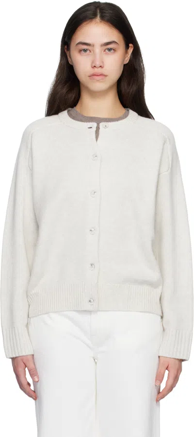 Loulou De Saison Gray Aidar Lds Wool Cashmere Cardigan In Neutral