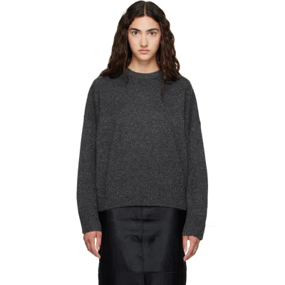 Loulou De Saison Gray Anton Lds Cashmere Sweater In Anthracite Mouline