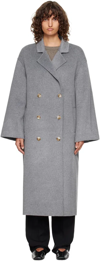 LOULOU DE SAISON GRAY BORNEO LDS WOOL DRAP COAT