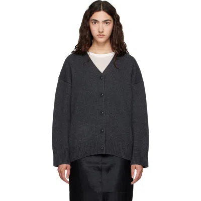 Loulou De Saison Gray Duca Oversized Cardigan In Black
