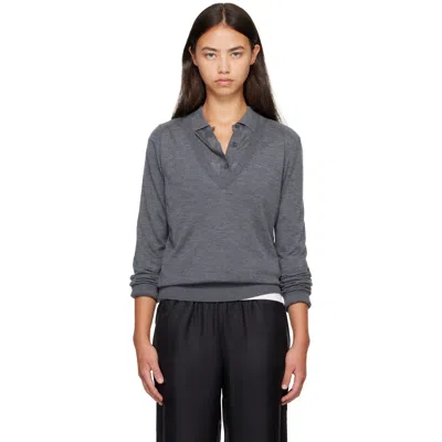 Loulou De Saison Gray Julio Lds Sweater In Anthracite Melange