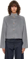 Loulou De Saison Gray Nyma Wool Drap Jacket In Gray