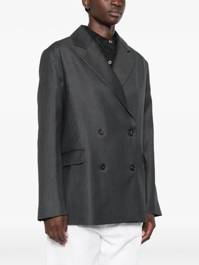 Loulou De Saison Donau Double-breasted Wool Blazer In Black