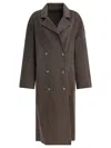 Loulou De Saison Grey Wool Cashmere Coat In Brown