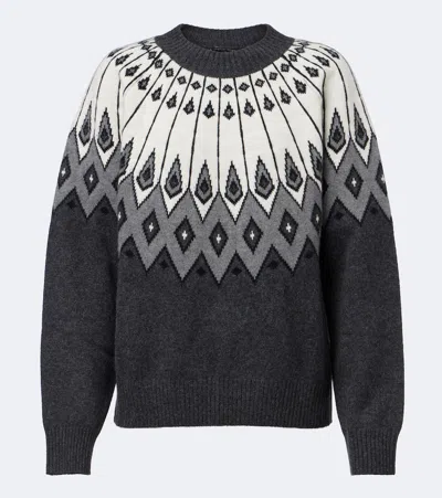 Loulou De Saison Hans Jacquard Cashmere Sweater In Gray
