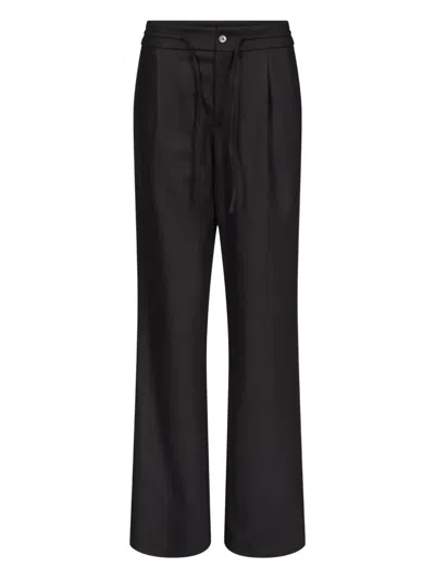 Loulou De Saison Harlem Pleated Drawstring Trousers In Black