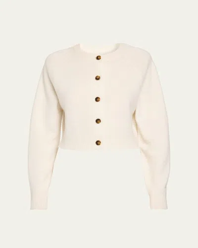 Loulou De Saison Heike Cashmere Crop Cardigan In Ivory