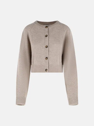 Loulou De Saison 'heike' Cropped Cardigan In Beige Cashmere In Sand