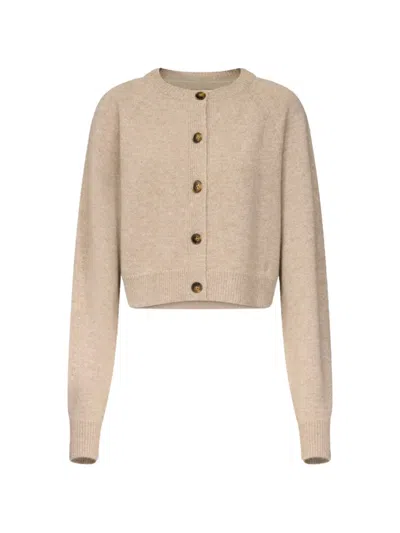 Loulou De Saison Heike Ribbed-knit Cropped Cardigan In Neutral
