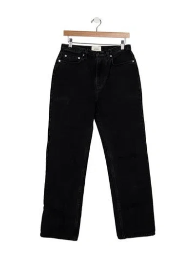 Pre-owned Loulou De Saison High-rise Straight Leg Jeans In Black