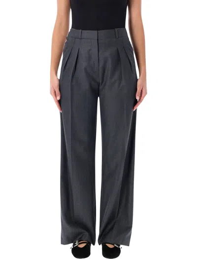 Loulou De Saison High-waist Pleated Wide-leg Trousers In Gray