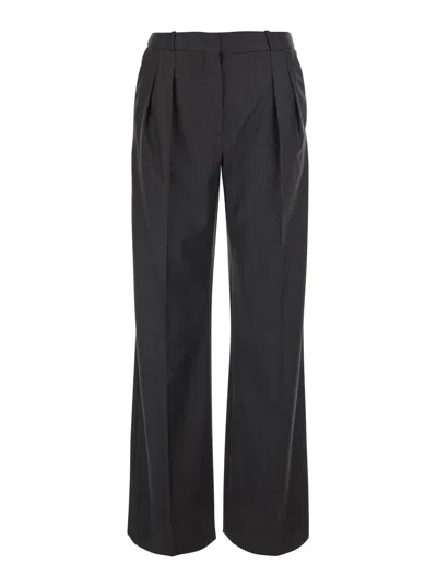 Loulou De Saison High-waisted Wool Trousers With Hidden Front Closure For Women In Animal Print