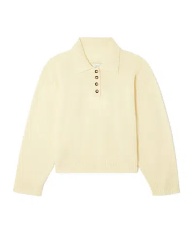 Loulou De Saison Off-white Homere Lds Cashmere Polo Sweater In Yellow