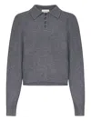 Loulou De Saison Homere Lds Polo-neck Ribbed Sweater In Gray