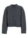 Loulou De Saison Homere Lds Polo-neck Ribbed Sweater In Gray