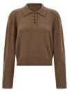 Loulou De Saison Mud Cashmere Oversize Homere Polo Shirt In Brown