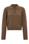 Loulou De Saison Mud Cashmere Oversize Homere Polo Shirt In Brown