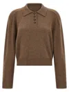 Loulou De Saison Mud Cashmere Oversize Homere Polo Shirt In Brown