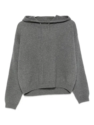 Loulou De Saison Hooded Cashmere Sweater In Gray