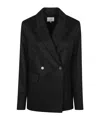 Loulou De Saison Horn Double-breasted Peak-lapel Blazer In Black