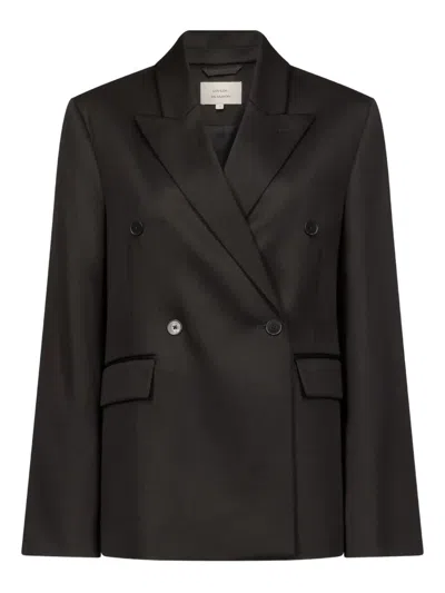 Loulou De Saison Hornlds Double-breasted Peak-lapel Blazer In Black