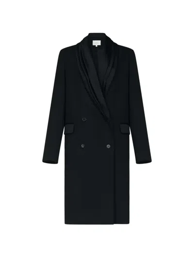 Loulou De Saison Ieva Draped Shawl-collar Coat In Black