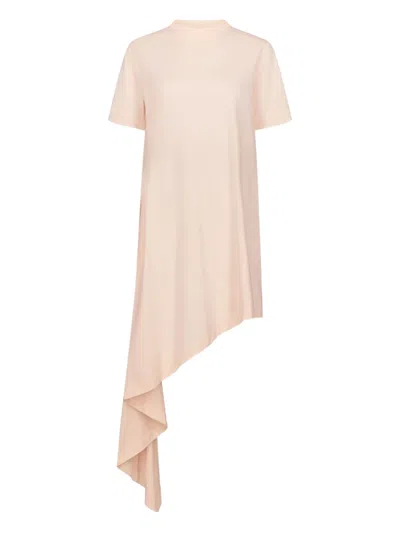 Loulou De Saison Igari Asymmetric Pleated T-shirt Dress In Pink
