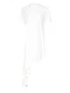 Loulou De Saison Igari Asymmetric Pleated T-shirt Dress In White