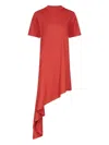 Loulou De Saison Igari Ssymmetric Pleated Dress In Red
