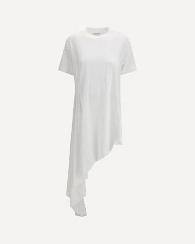 Loulou De Saison Asymmetric Pleated Dress In Supima Cotton In White