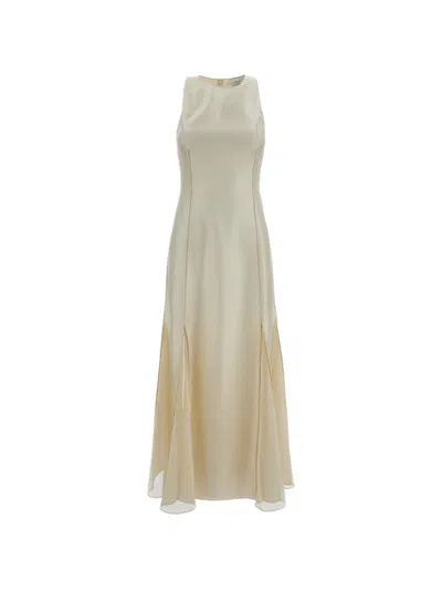 Loulou De Saison Iraka Mesh Panel A-line Dress In Neutral