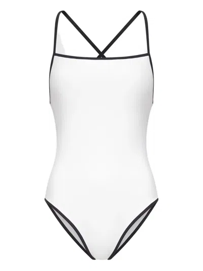 Loulou De Saison Itak Square-neck Criss-cross Swimsuit In White