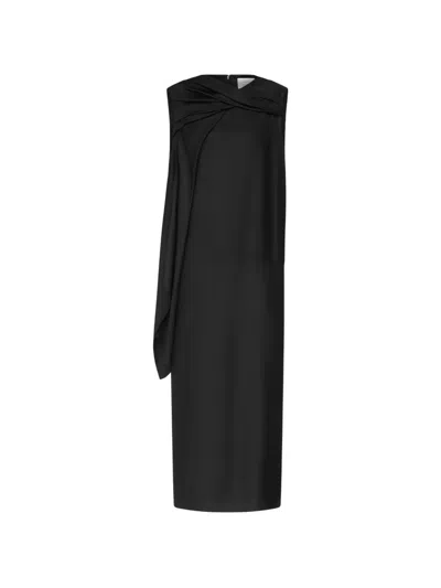 Loulou De Saison Izia Draped-detailing Midi Dress In Blue