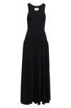 Loulou De Saison Jada Drop Waist Jersey Maxi Dress In Black