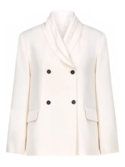 Loulou De Saison Jiha Double-breasted Shawl Collar Jacket In Neutral