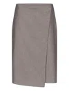 Loulou De Saison Jil Asymmetrical Midi Skirt In Brown