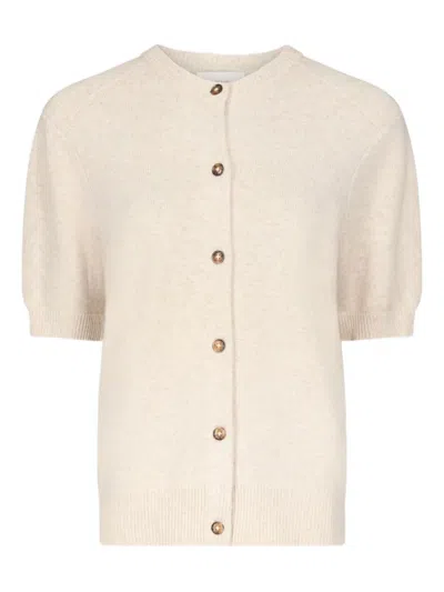 Loulou De Saison Jodi Short-sleeve Buttoned Cardigan In Neutral