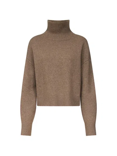 Loulou De Saison Jonah Cropped Turtleneck Sweater In Brown