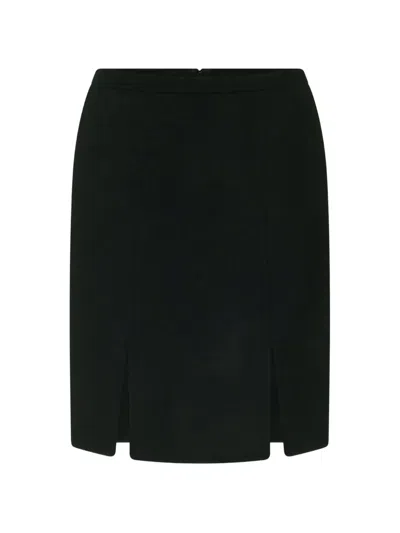 Loulou De Saison Judy Double-slit Wool Midi Straight Skirt In Blue