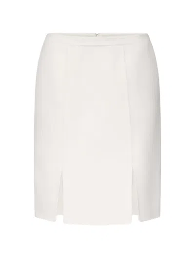 Loulou De Saison Judy Double-slit Wool Midi Straight Skirt In Gray