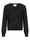 Loulou De Saison Julio V-neck Ribbed Sweater In Black