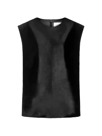 Loulou De Saison Juni Sleeveless Leather Blouse In Black