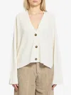 Loulou De Saison Off-white Kaia Lds Ribbed Neckline Cardigan In White